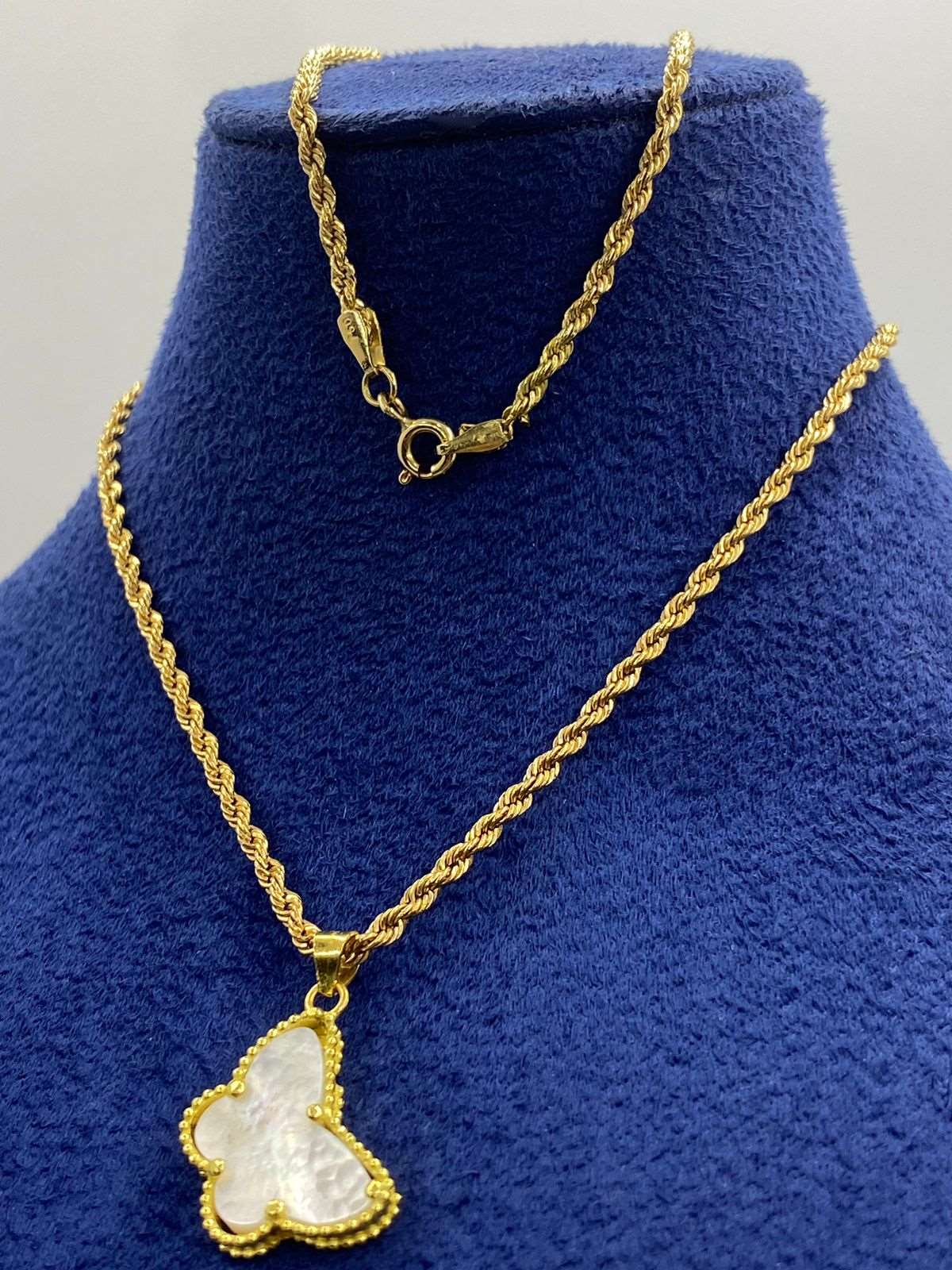 18K Real Saudi Gold Butterfly Rope Chain - 18k Gold Necklace - Embellish Gold