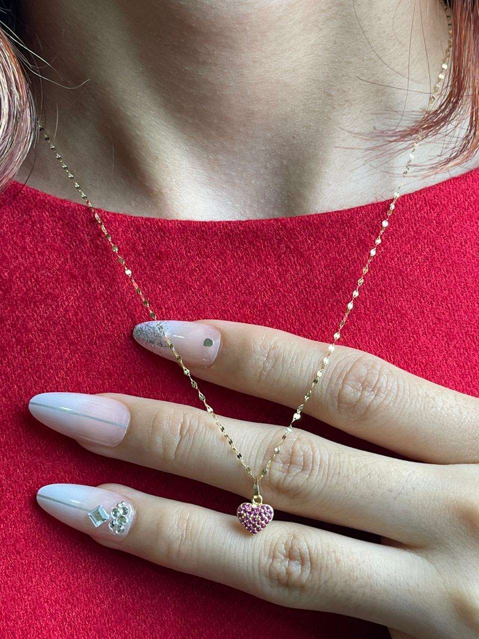 18K Real Gold Mirror Chain With Silver Heart - Festive Collection - Embellish Gold