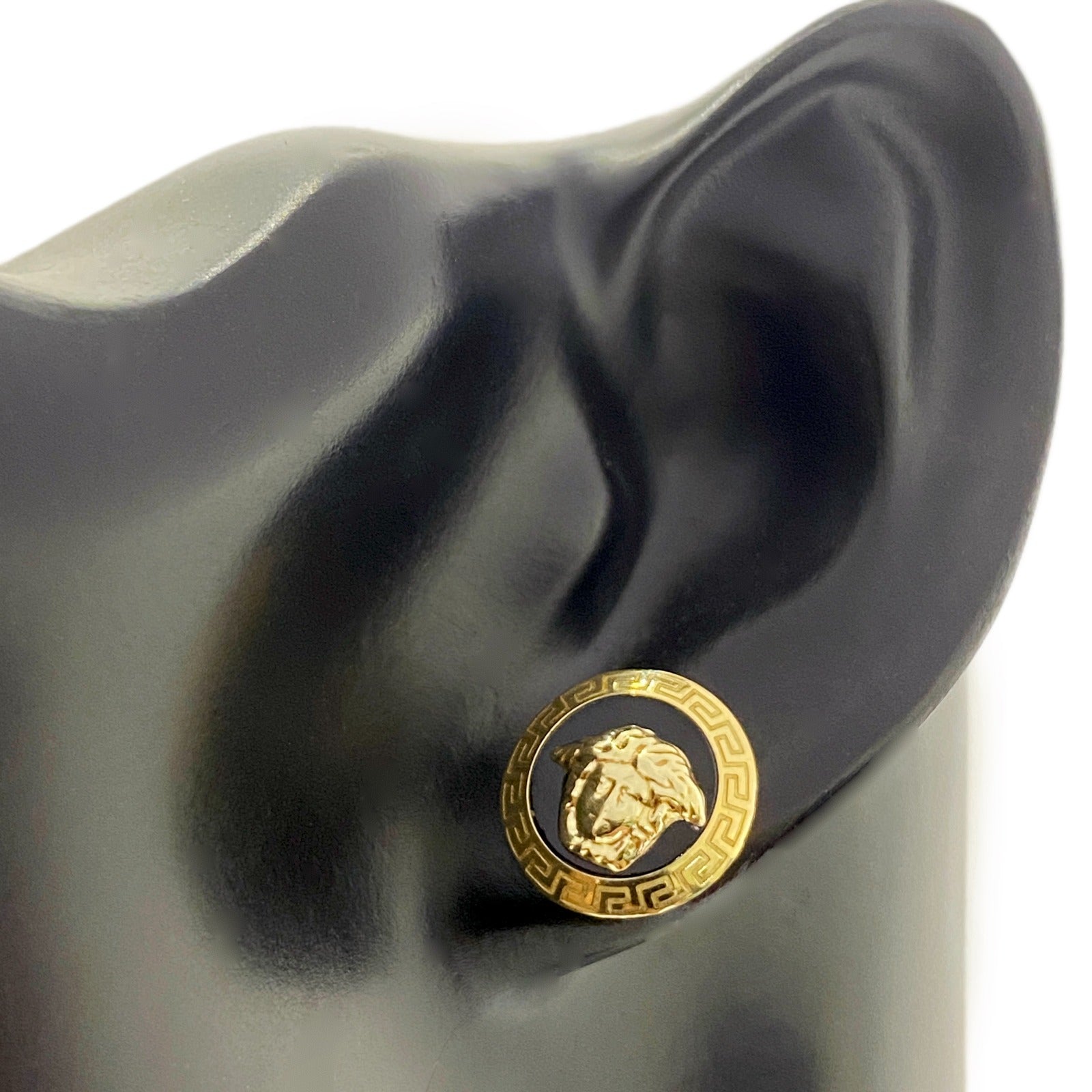 18K Real Gold Versace Design Earrings Round - Earrings - Embellish Gold