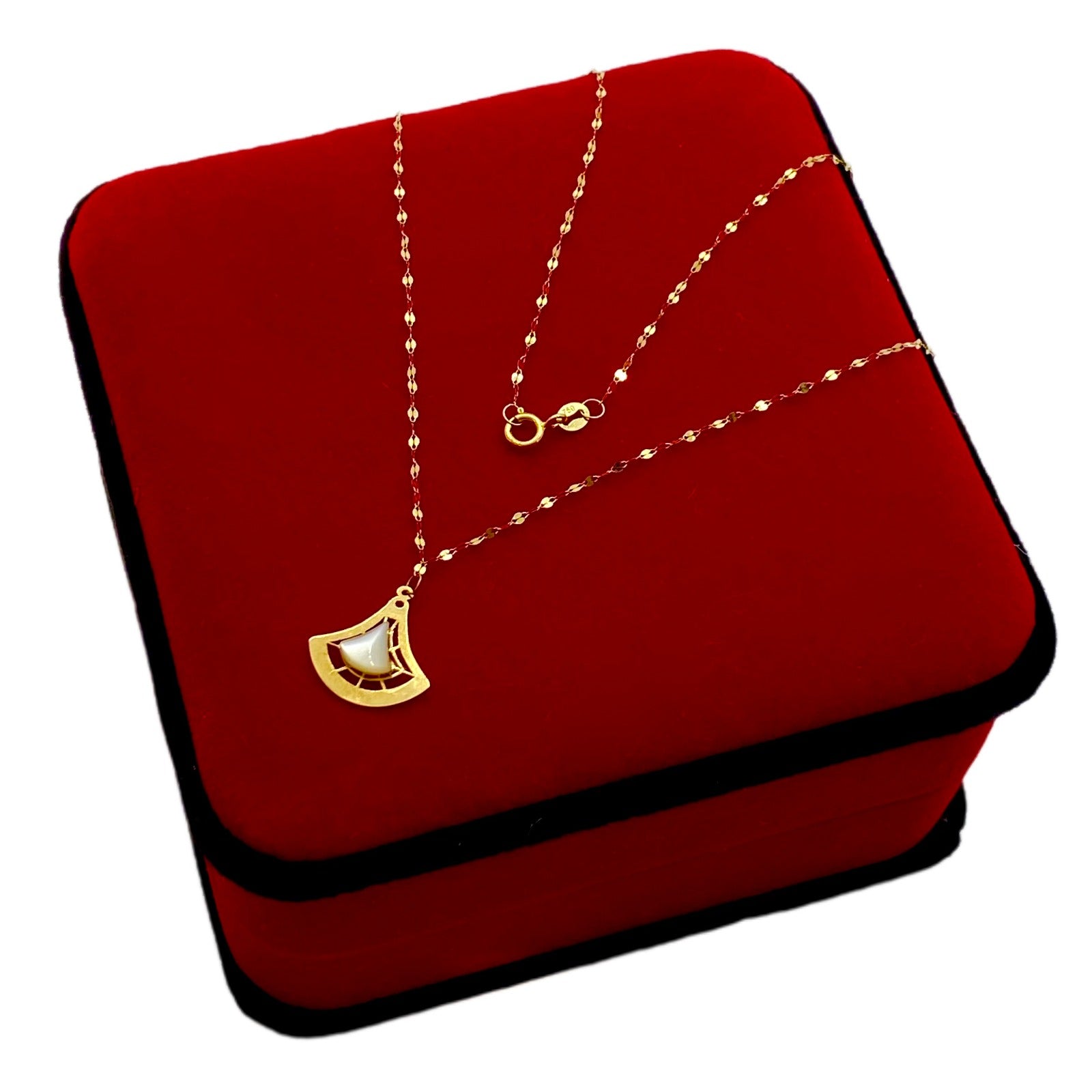 18K Real Gold White Droplet Necklace - 18k Gold Necklace - Embellish Gold