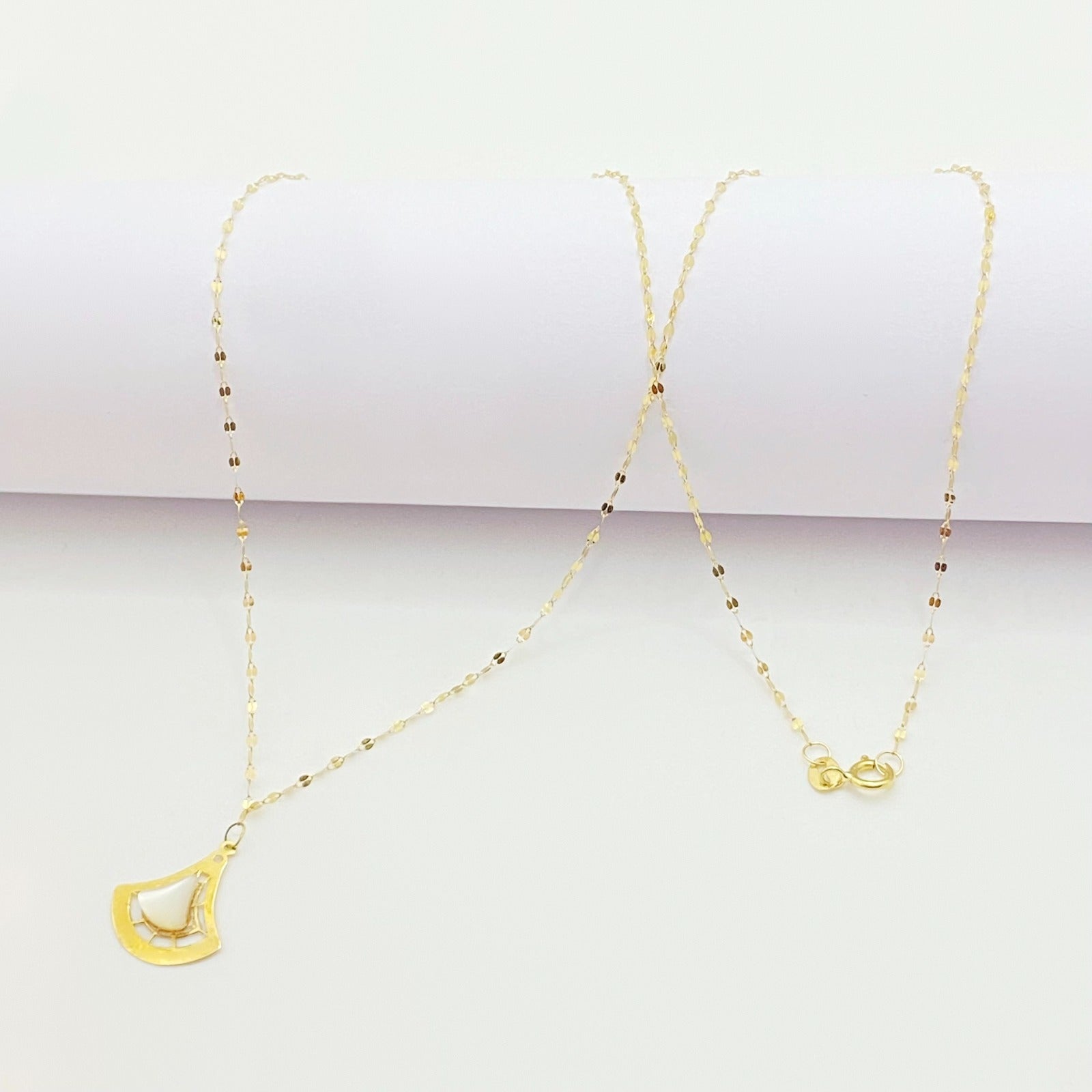 18K Real Gold White Droplet Necklace - 18k Gold Necklace - Embellish Gold