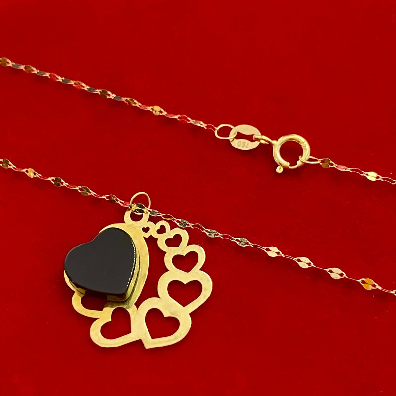18K Gold 8 heart with black stone - Best Seller - Embellish Gold