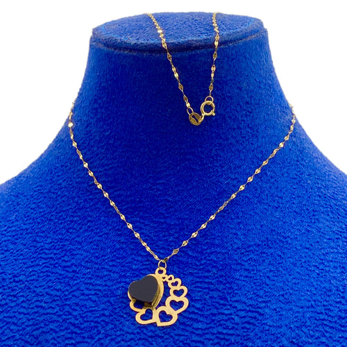 18K Gold 8 heart with black stone - Embellish Gold