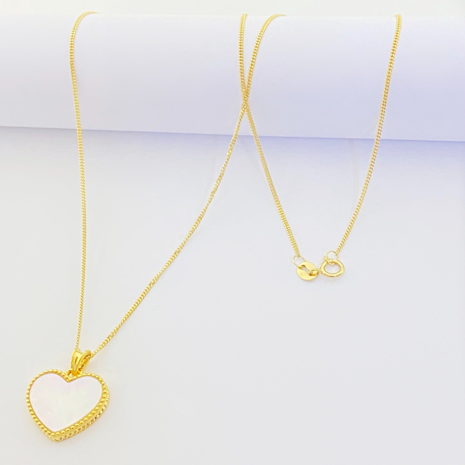 18k Gold Sea Shell Heart Necklace - 18k Gold Necklace - Embellish Gold