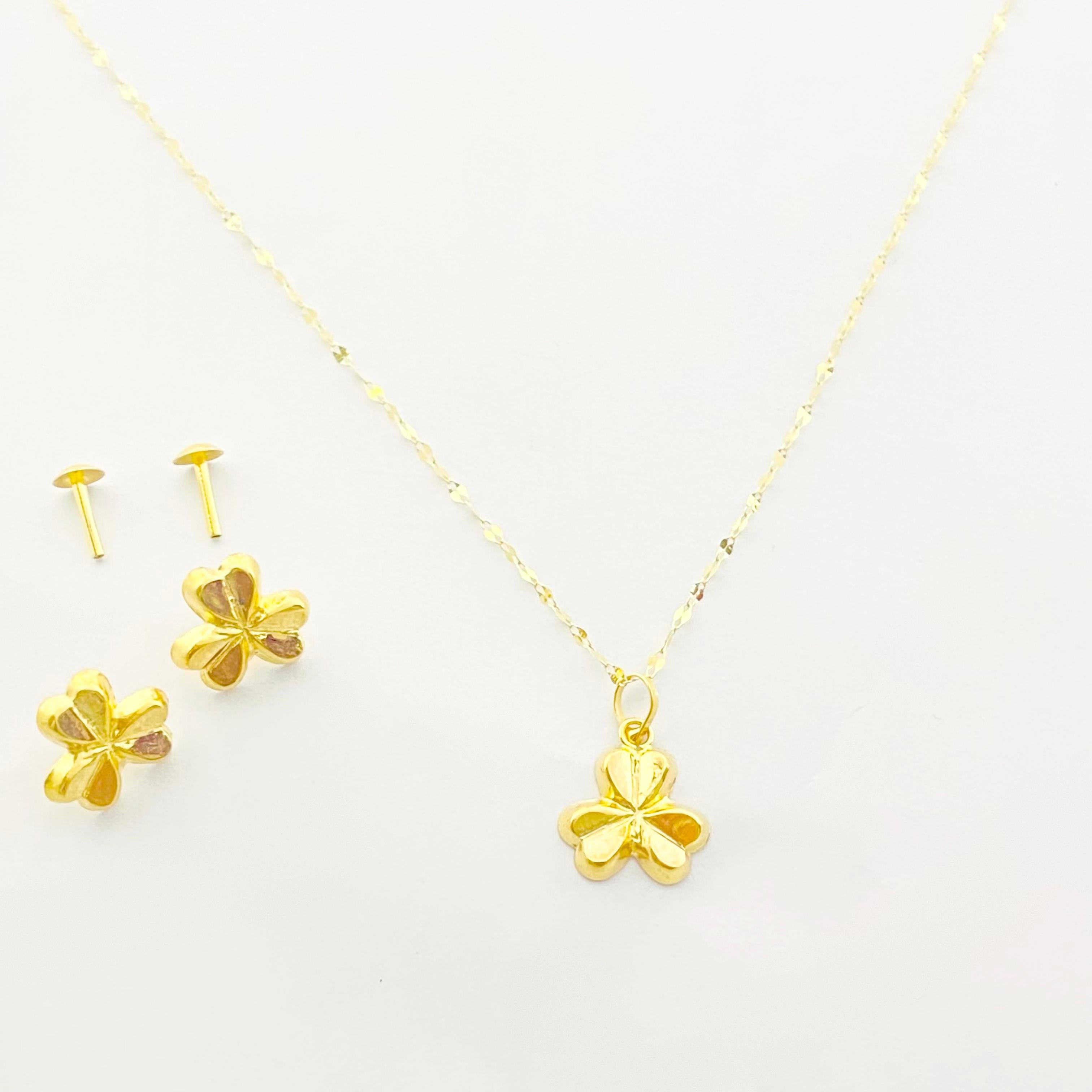 18k Real Gold 3 Petal Earrings - Embellish Gold