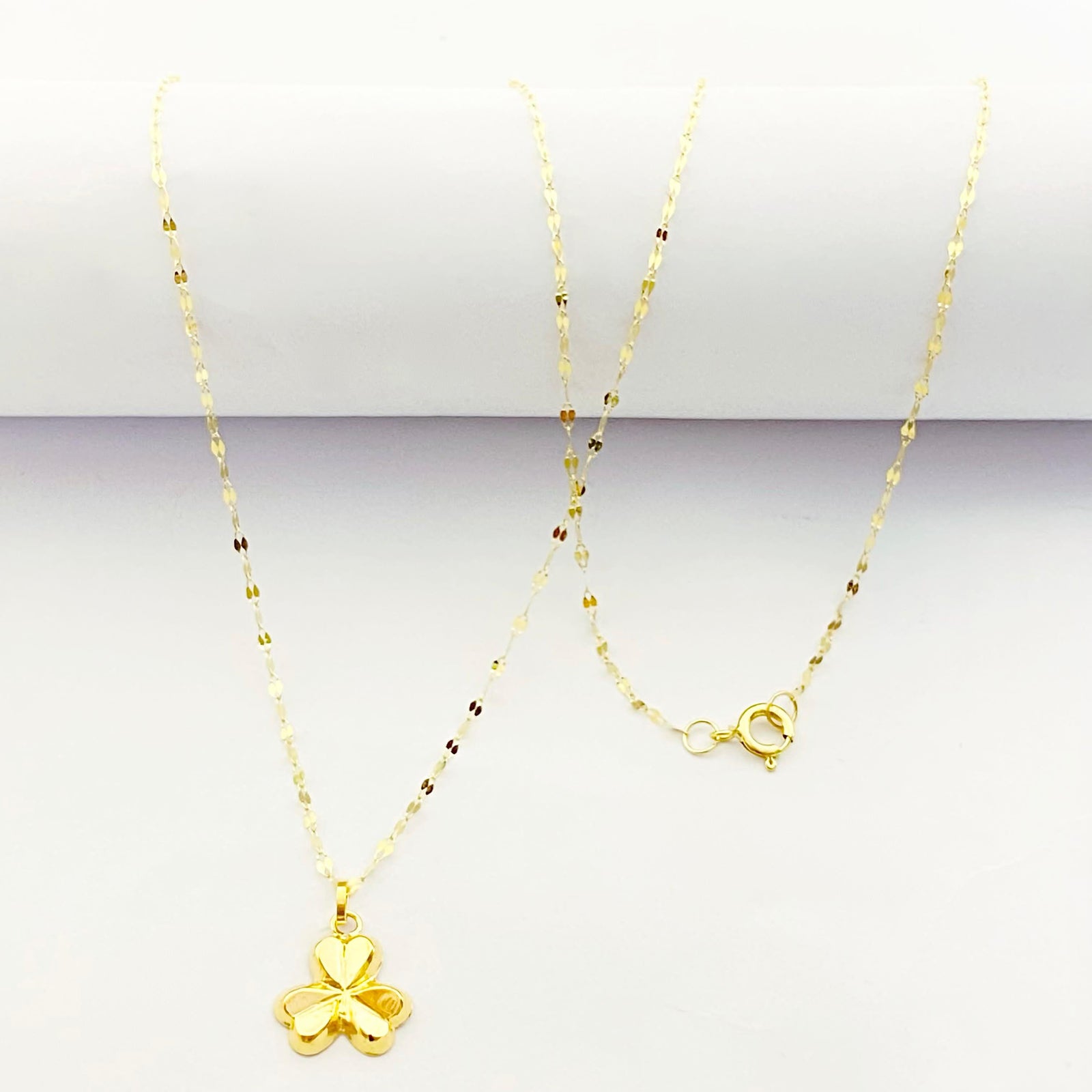 18K Real Gold 3 Petal Necklace - 18k Gold Necklace - Embellish Gold