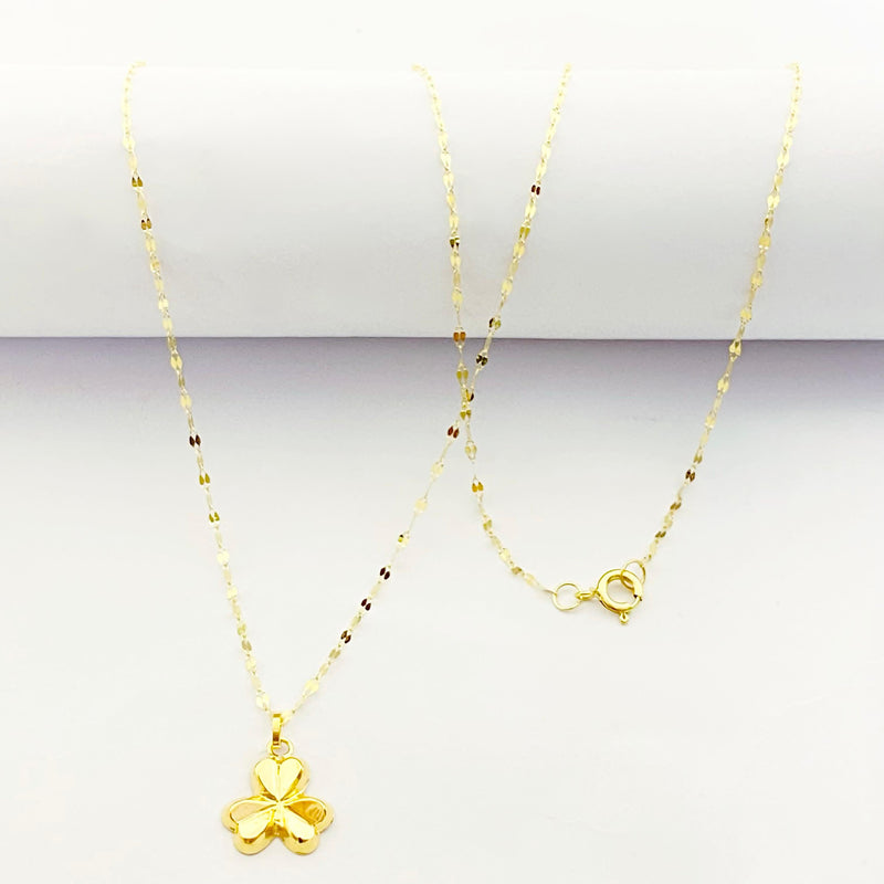 18K Real Gold 3 Petal Necklace - 18k Gold Necklace - Embellish Gold