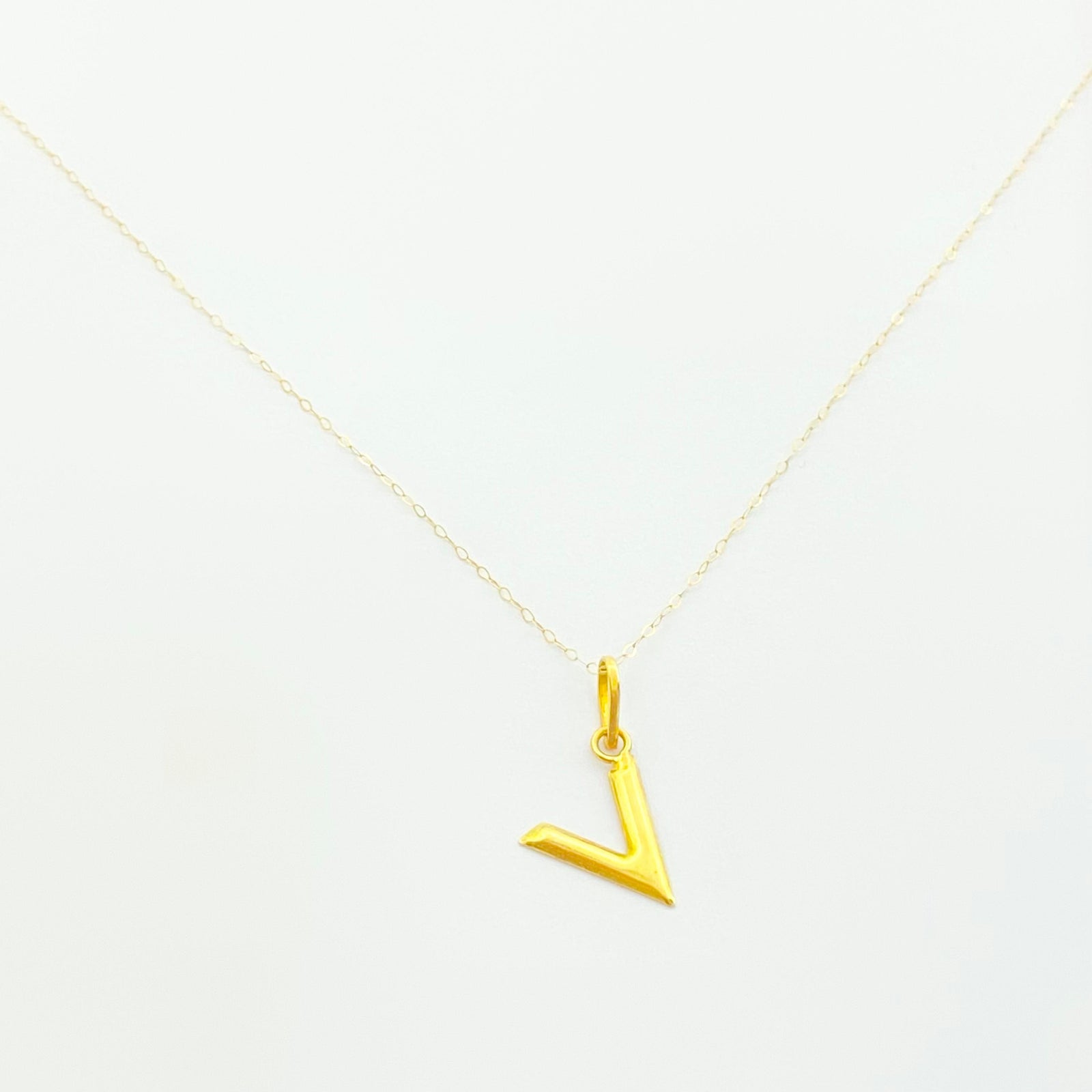 18K Real Gold V Necklace - 18k Gold Necklace - Embellish Gold