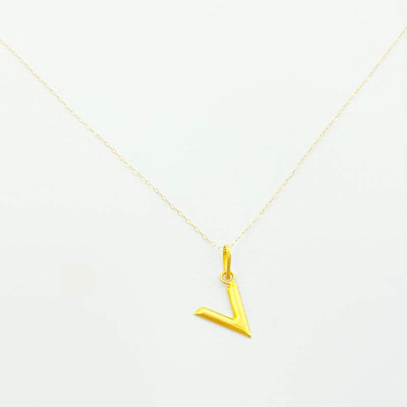 18K Real Gold V Necklace - 18k Gold Necklace - Embellish Gold