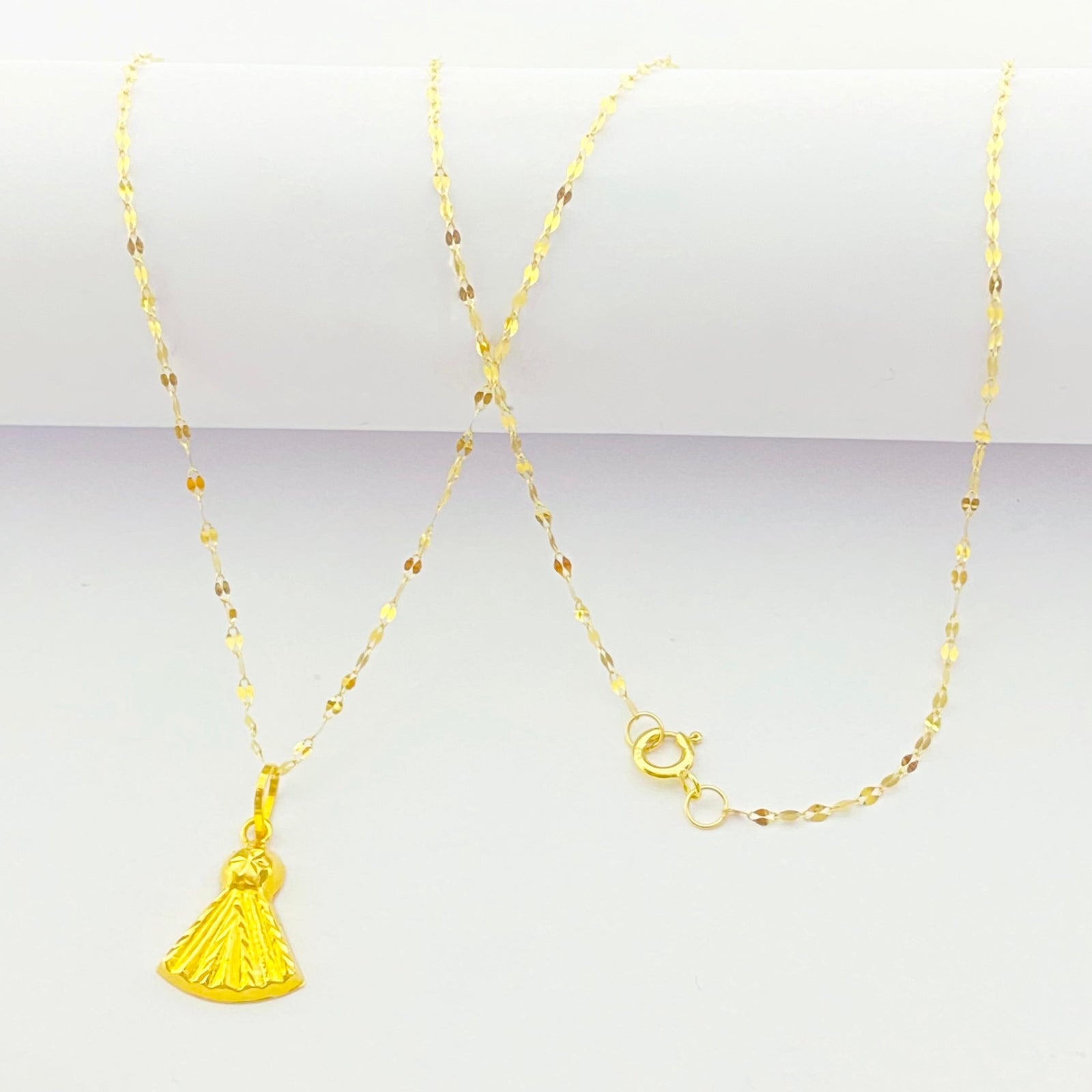 18K Real Gold  Ribbon Necklace - 18k Gold Necklace - Embellish Gold