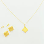18K Real Gold VC Box Necklace And Earring Set - Embellish Gold