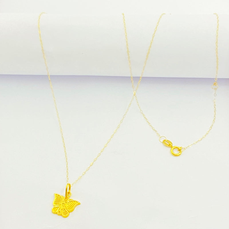 18K Real Gold Butterfly Necklace - 18k Gold Necklace - Embellish Gold