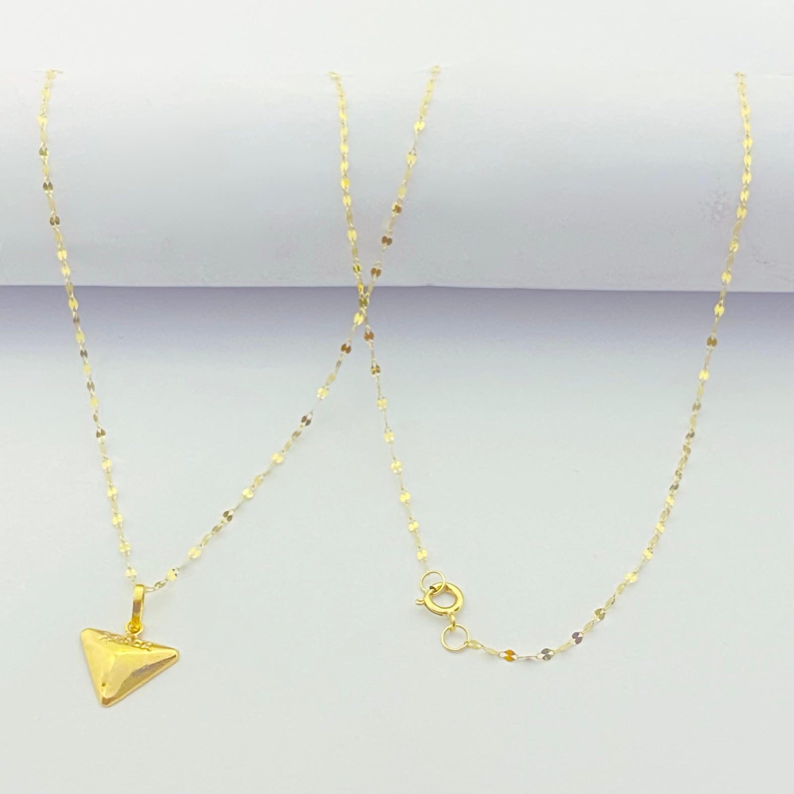 18K Real Gold Triangle Necklace - 18k Gold Necklace - Embellish Gold
