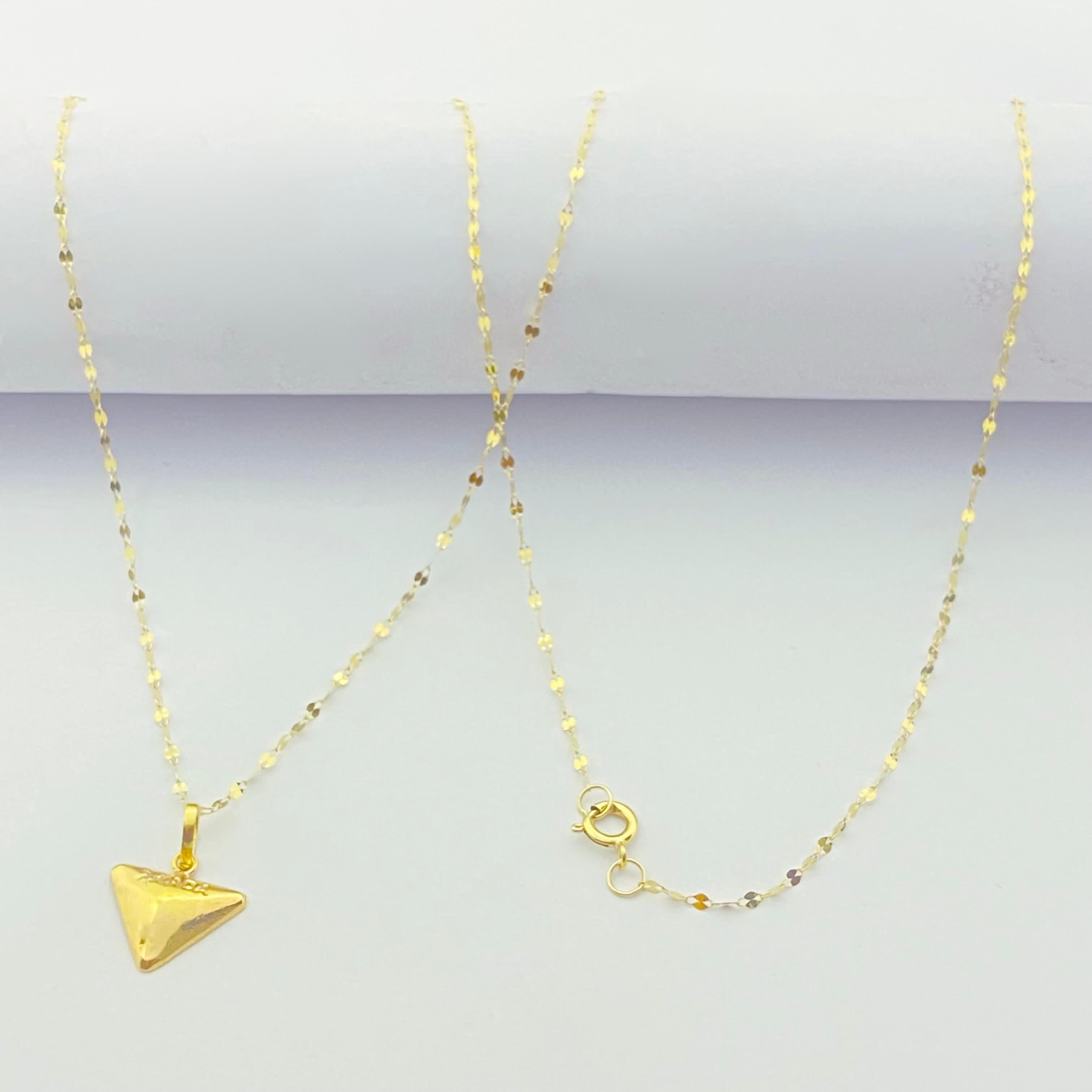 18K Real Gold Triangle Necklace And Earring Set - Embellish Gold