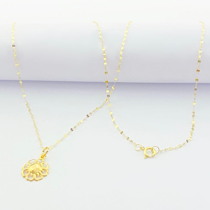 18K Real Gold Spot Flower Necklace - 18k Gold Necklace - Embellish Gold