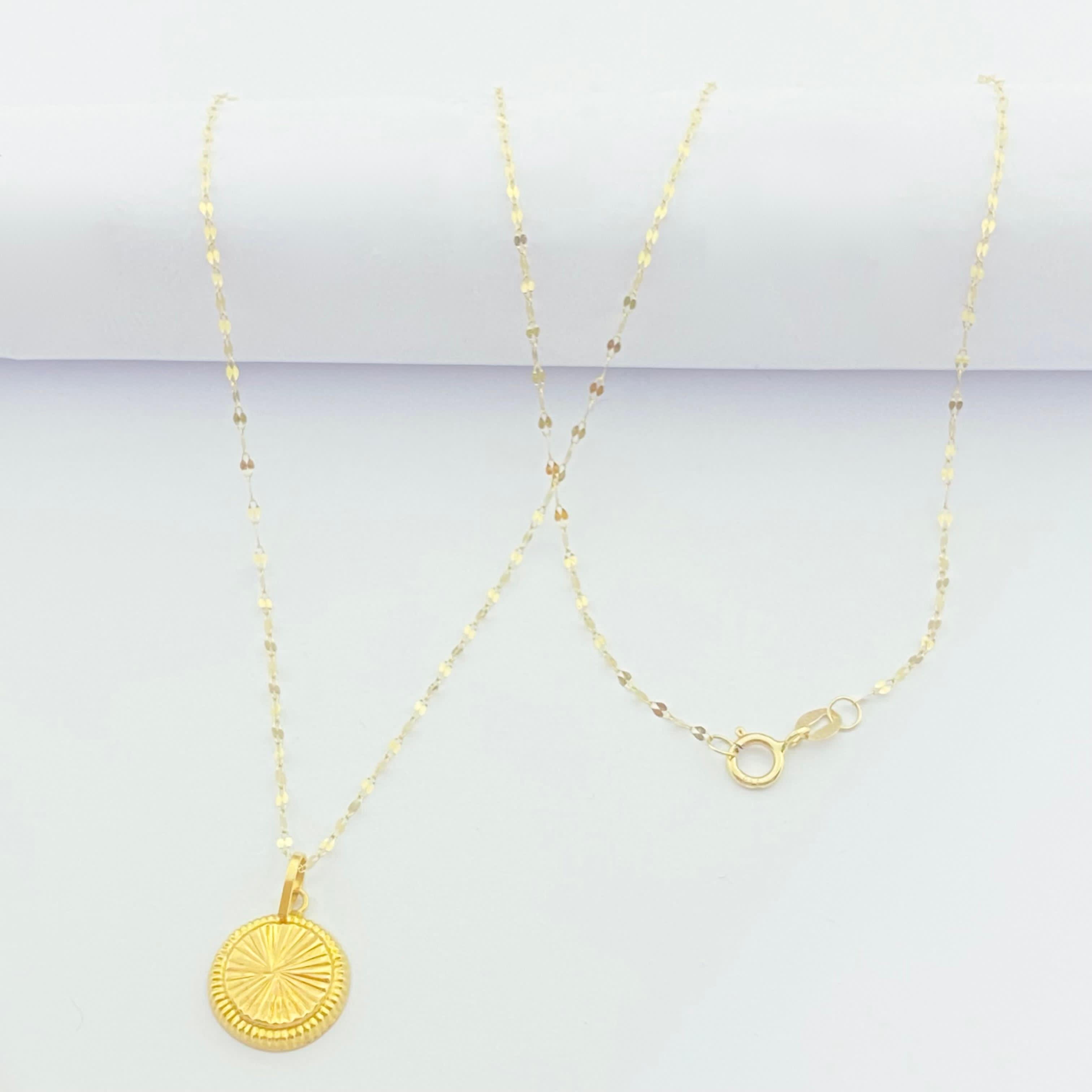 18K Real Gold Round Cut Necklace - Embellish Gold