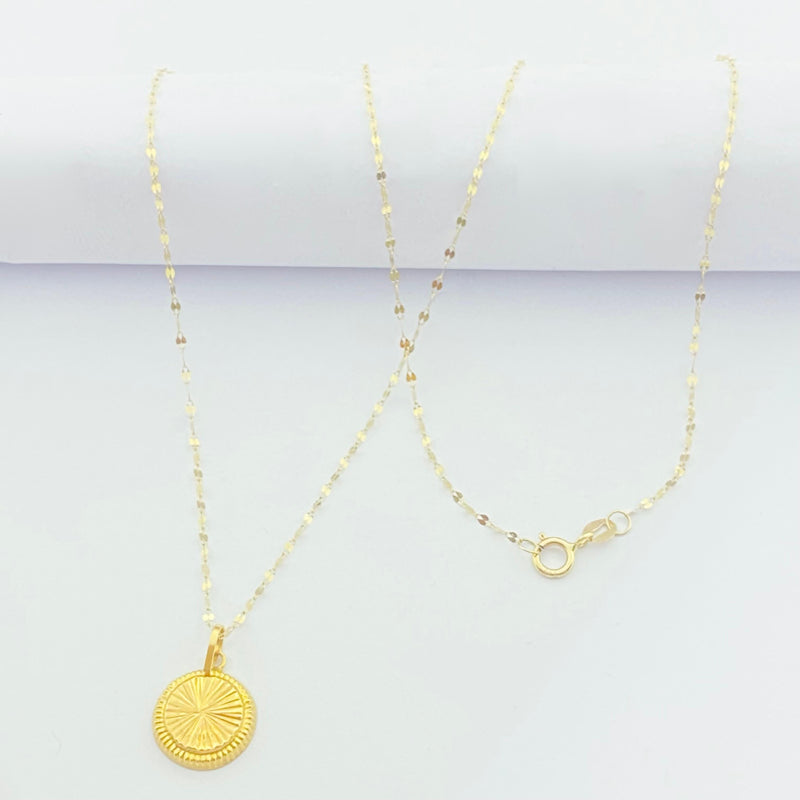 18K Real Gold Round Cut Necklace - 18k Gold Necklace - Embellish Gold