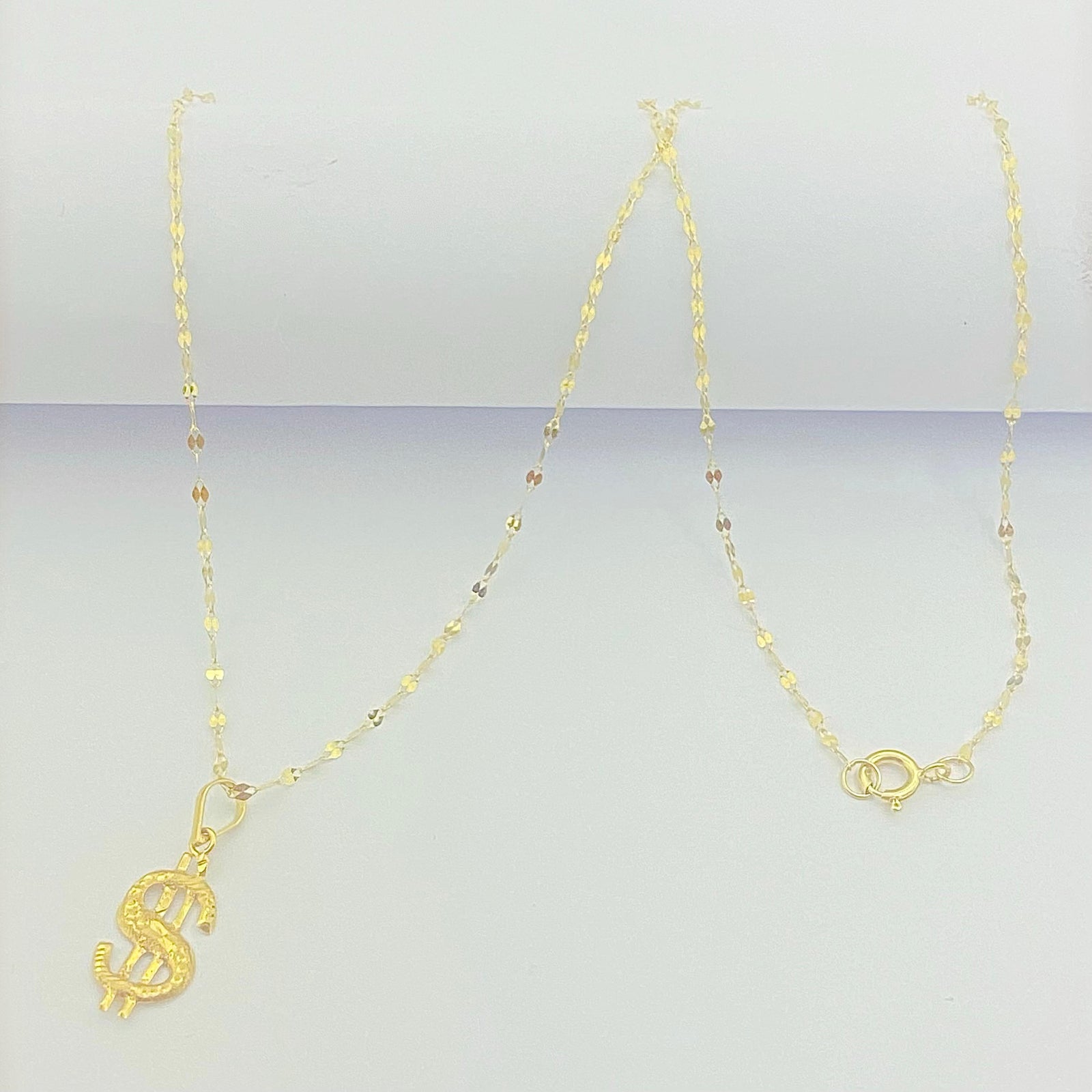 18K Real Gold Dollar Style Necklace - 18k Gold Necklace - Embellish Gold