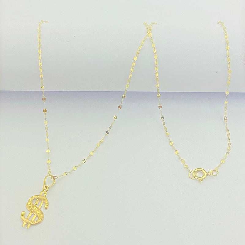 18K Real Gold Dollar Style Necklace - 18k Gold Necklace - Embellish Gold