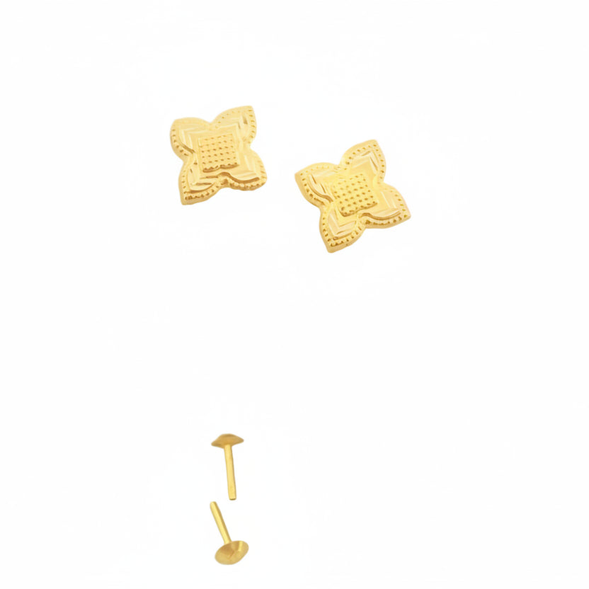 18K Real Gold  Rob Flower Earrings - 18k Gold Earrings - Embellish Gold