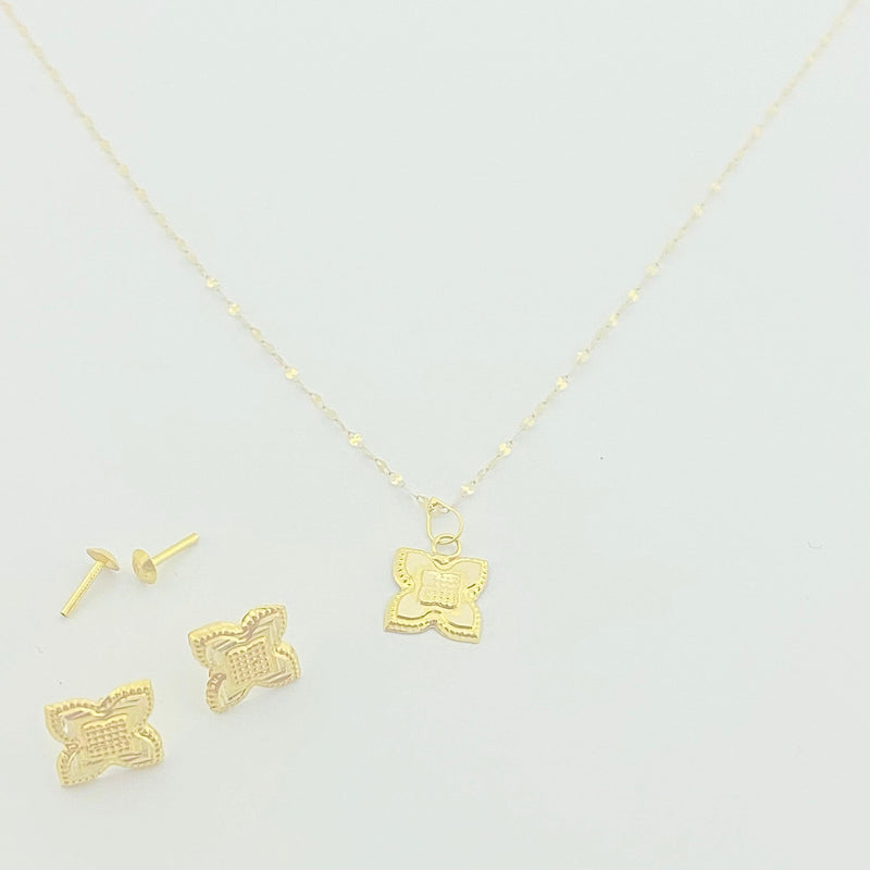 18K Real Gold Rob Flower Necklace And Earring Set - ad collection - Embellish Gold
