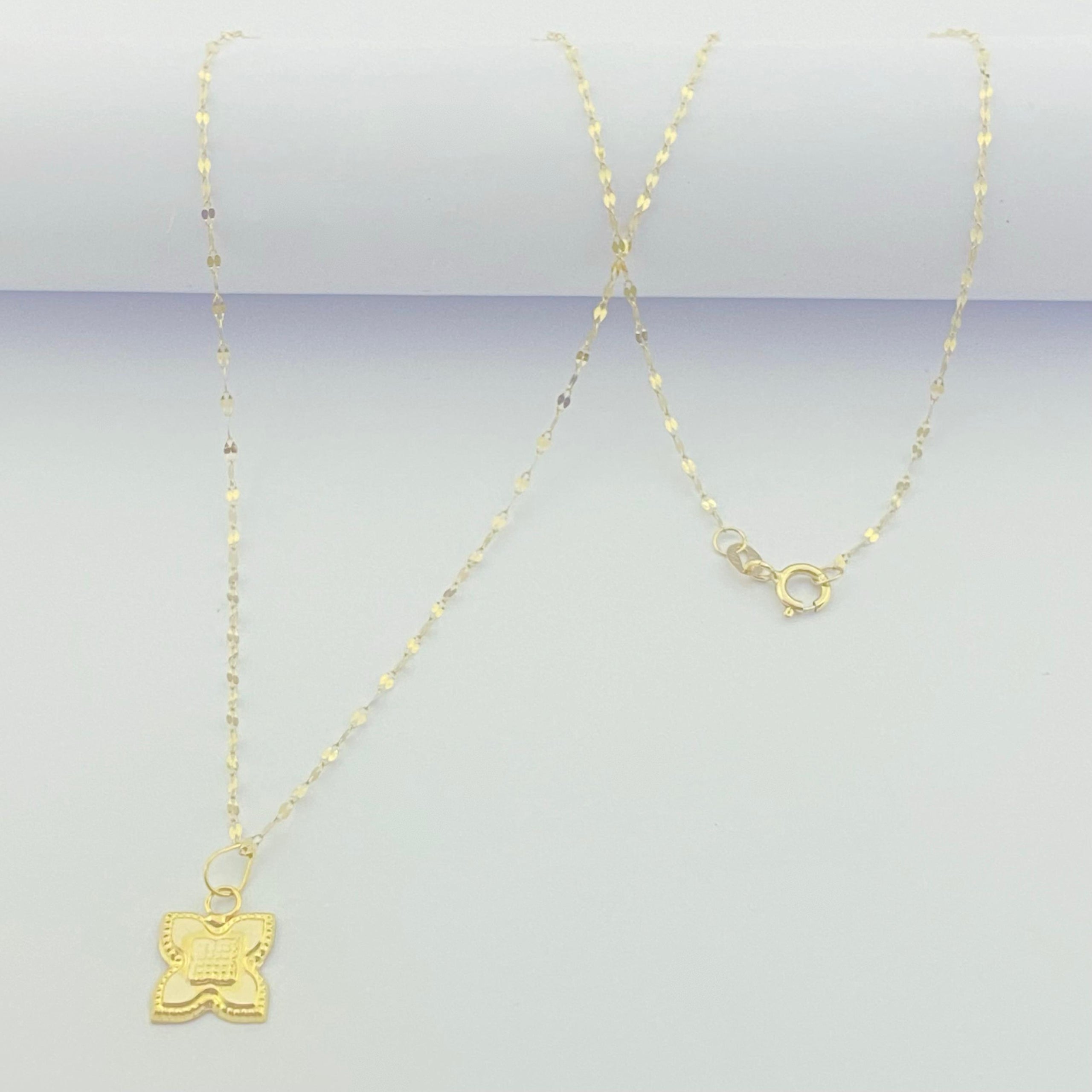 18K Real Gold Rob Flower Necklace And Earring Set - Embellish Gold