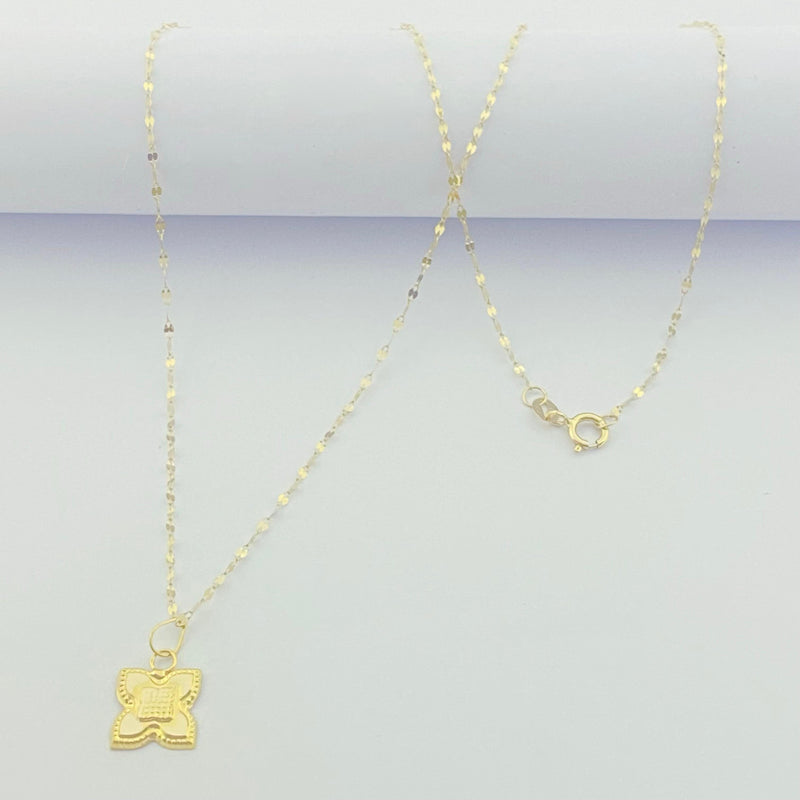 18K Real Gold Rob Flower Necklace And Earring Set - ad collection - Embellish Gold