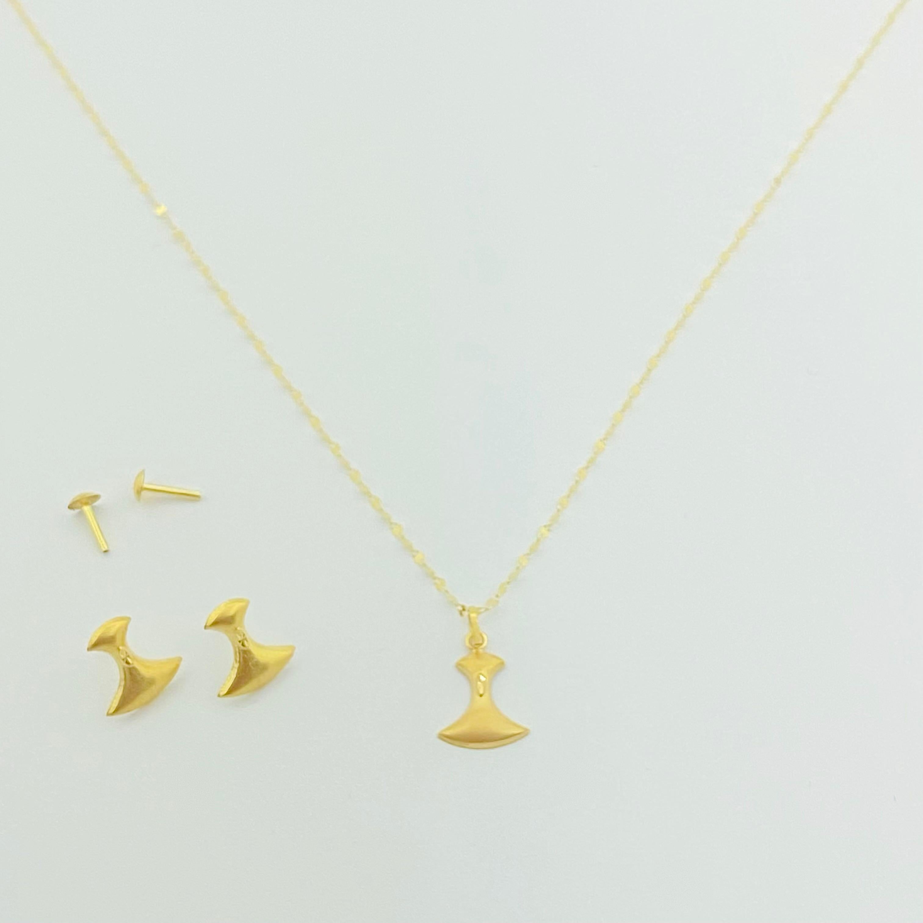 18K Real Gold Tif Necklace And Earring Set - Embellish Gold