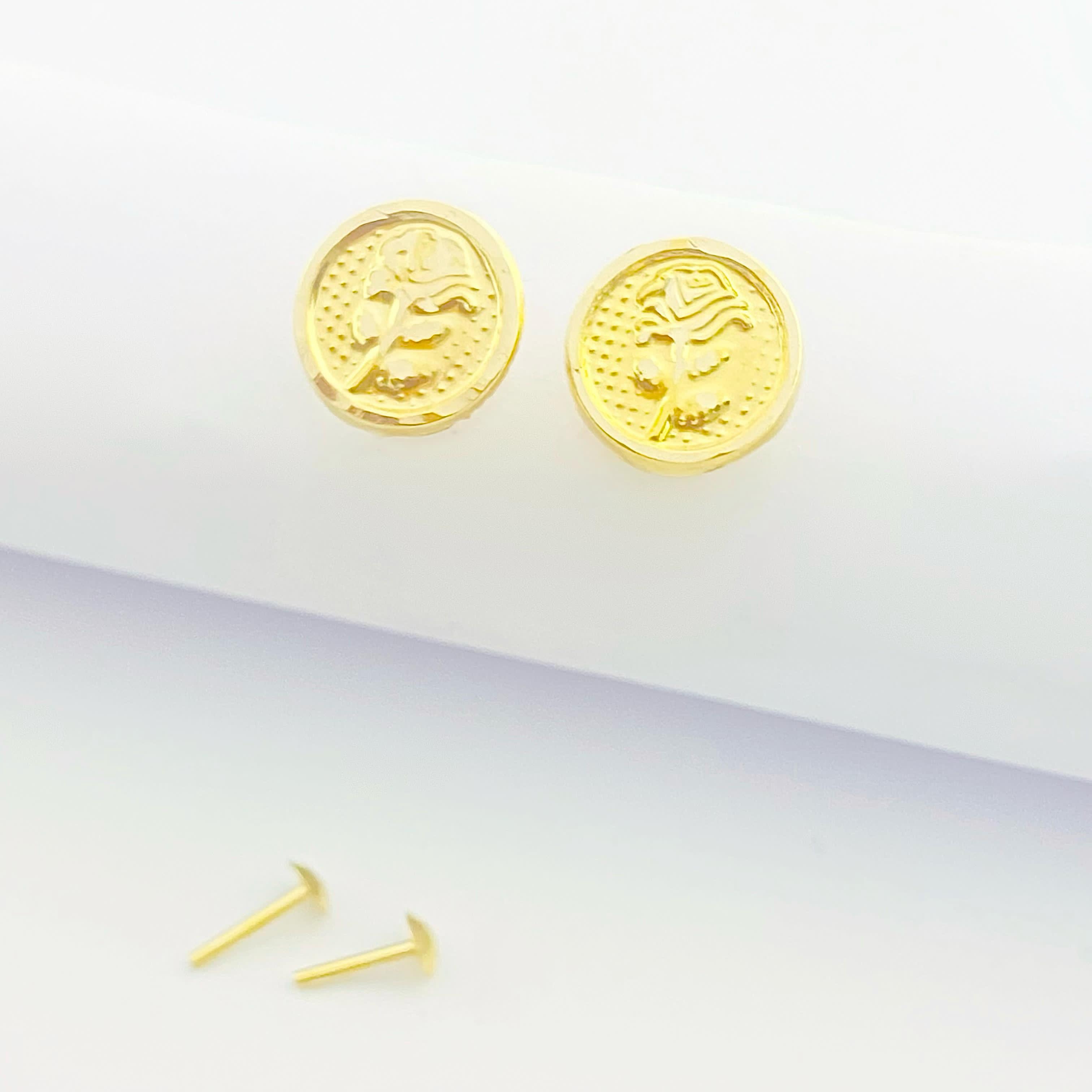 18K Real Gold Rose Flower Necklace And Earring Set - Embellish Gold