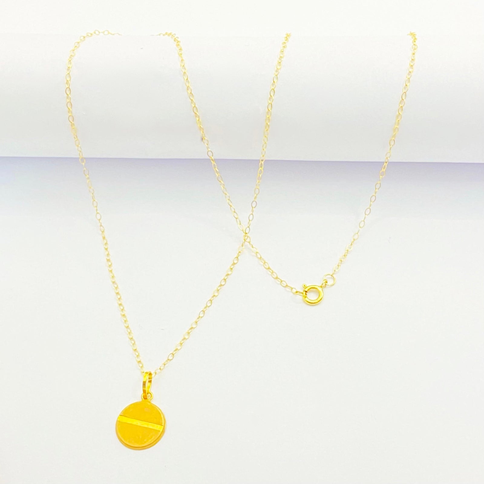 18K Real Gold Button Necklace - 18k Gold Necklace - Embellish Gold