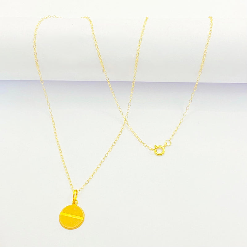18K Real Gold Button Necklace - 18k Gold Necklace - Embellish Gold