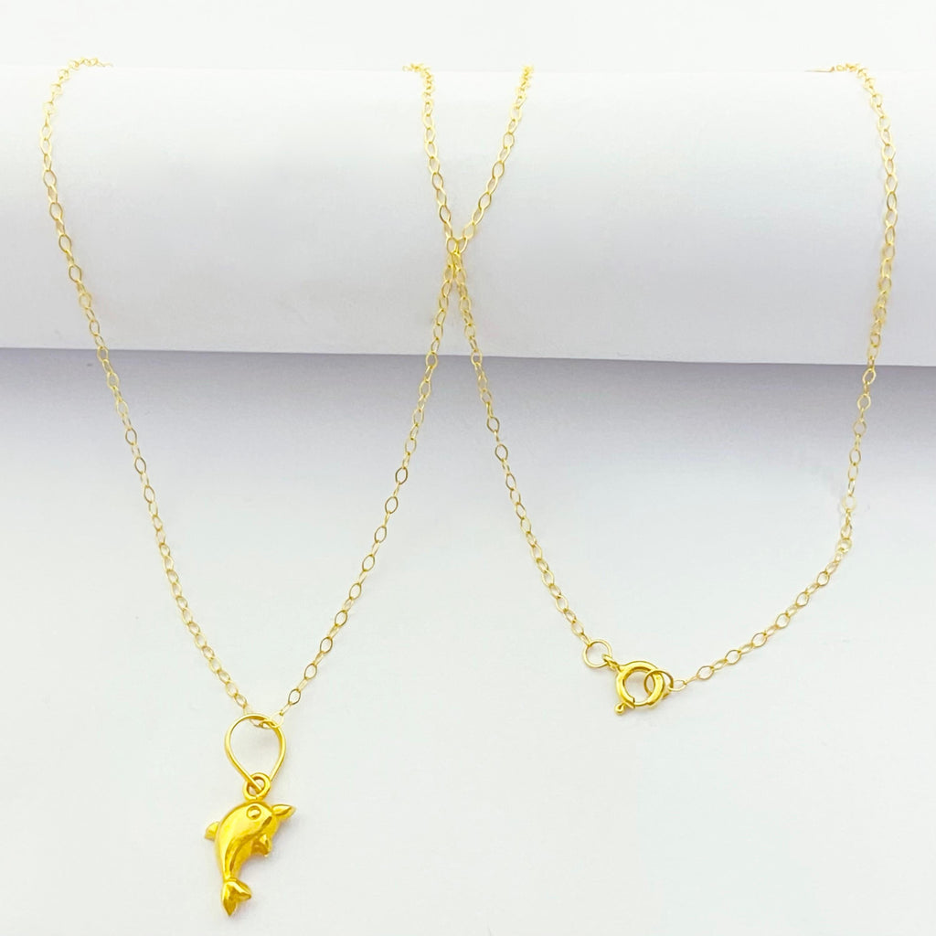 18K Real Gold Dolphine Necklace - Embellish Gold