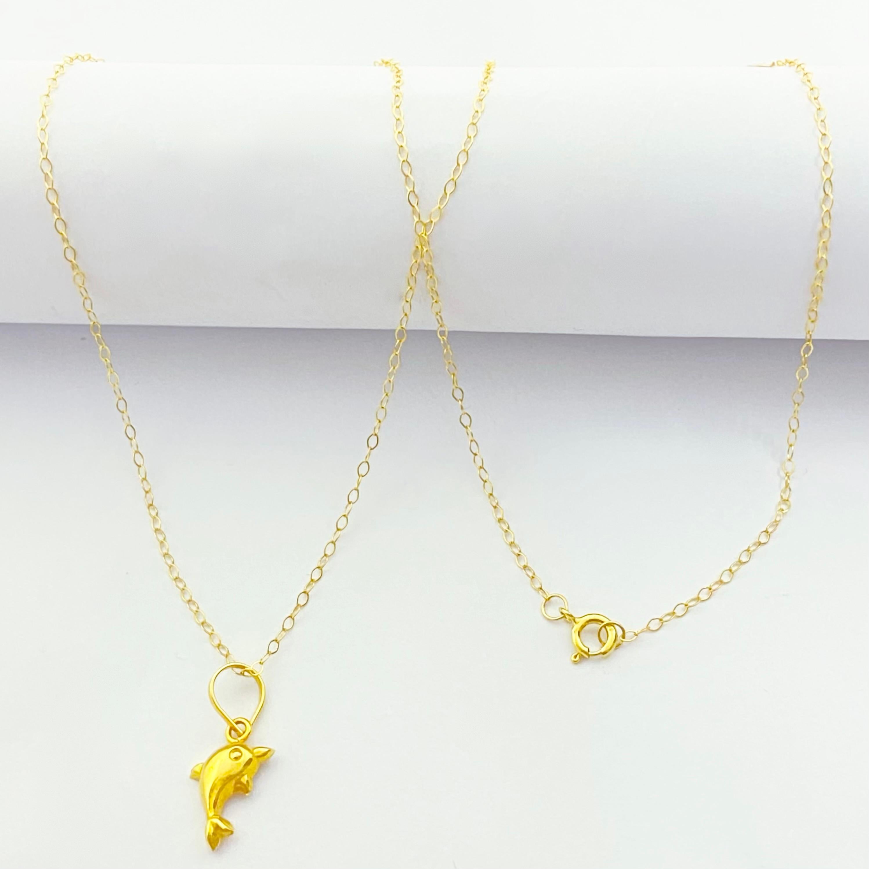 18K Real Gold Dolphine Necklace - Embellish Gold