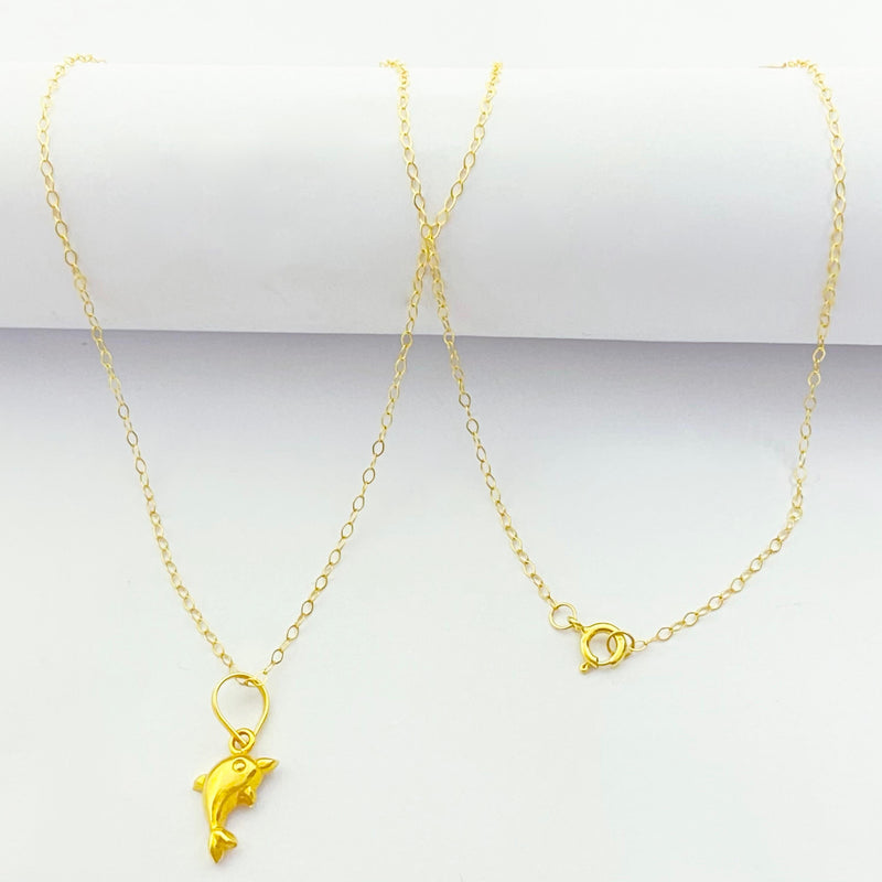 18K Real Gold Dolphine Necklace - 18k Gold Necklace - Embellish Gold