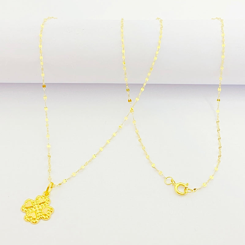 18K Real Gold Four Petals Necklace - 18k Gold Necklace - Embellish Gold