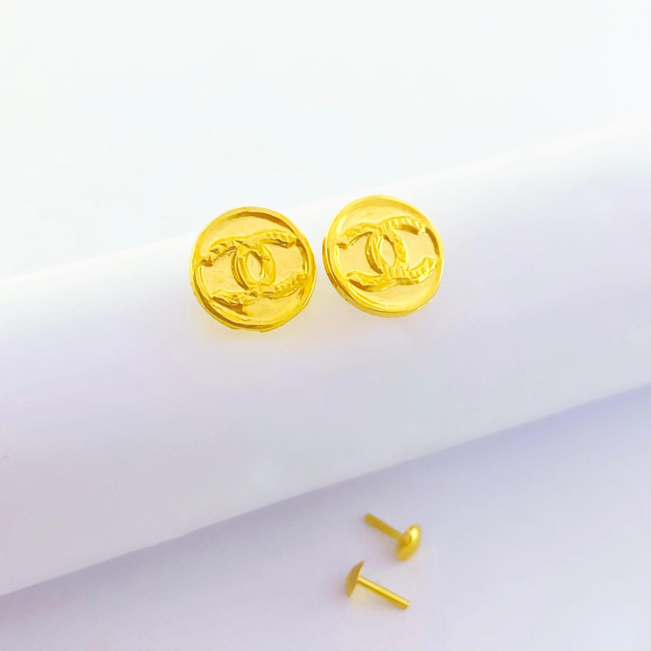 18K Real Gold CC Necklace And Earring Set - Embellish Gold