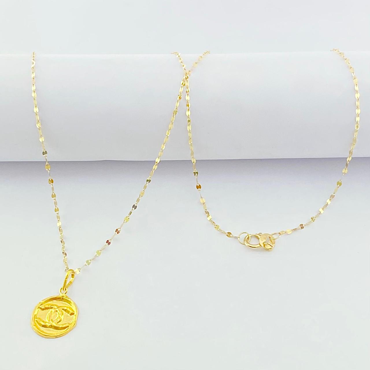 18K Real Gold CC Necklace And Earring Set - Embellish Gold