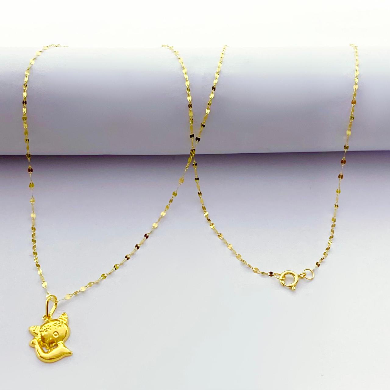 18K Real Gold Kitty Necklace - 18k Gold Necklace - Embellish Gold