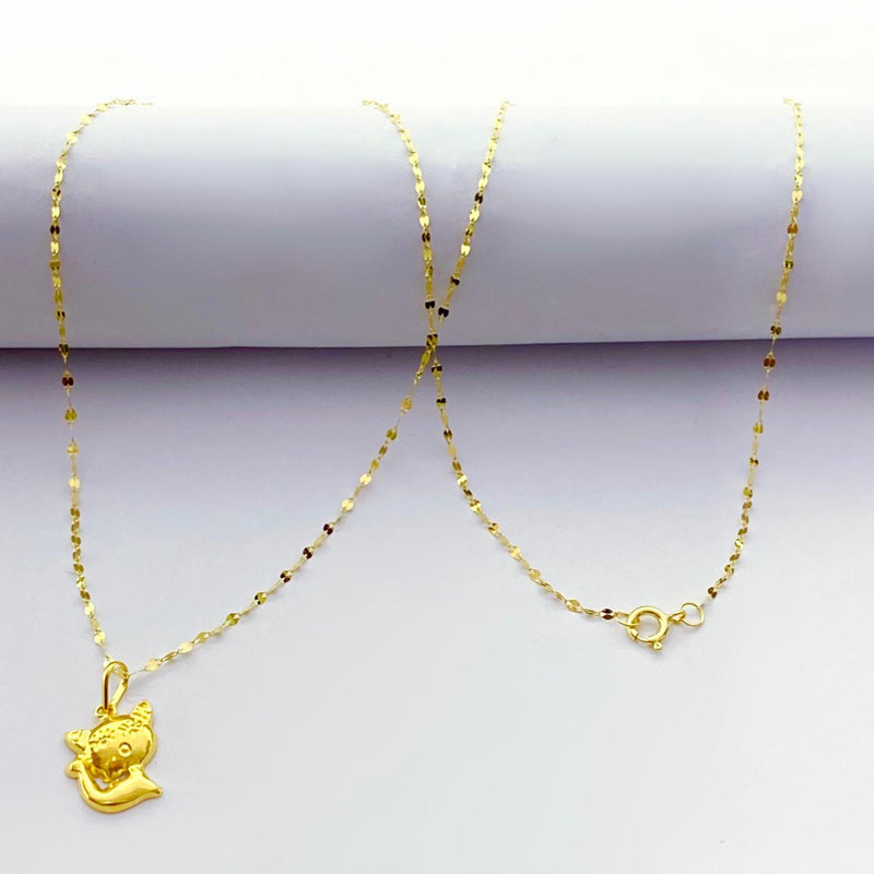 18K Real Gold Kitty Necklace - 18k Gold Necklace - Embellish Gold