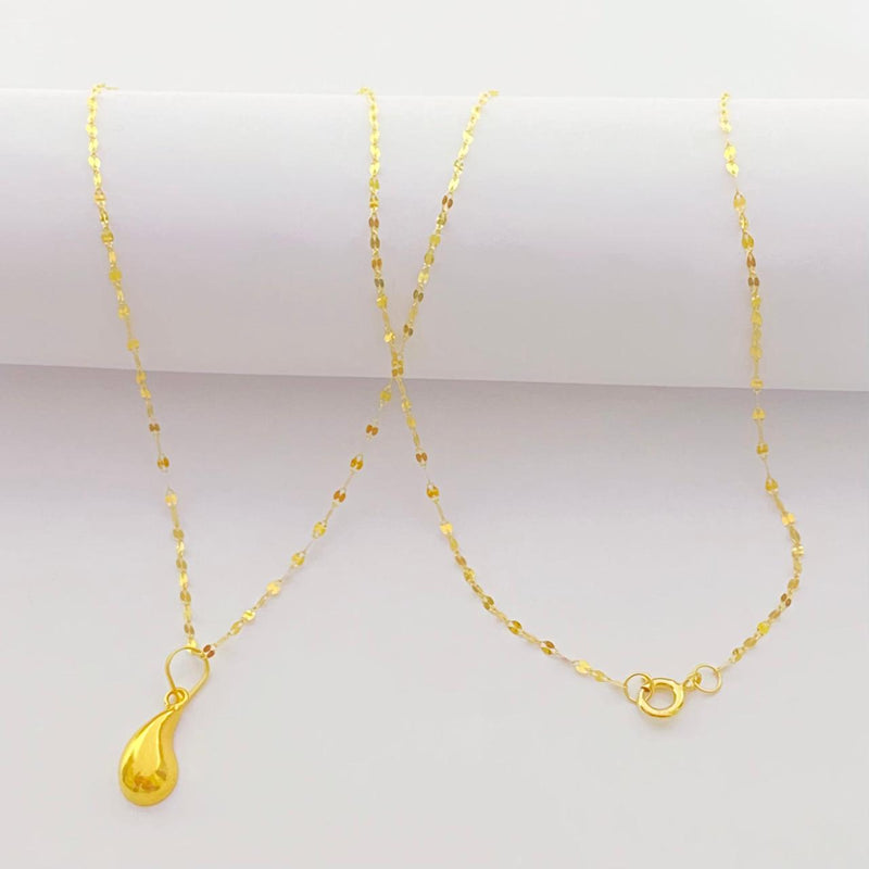 18K Real Gold Tear Drop Necklace - 18k Gold Necklace - Embellish Gold