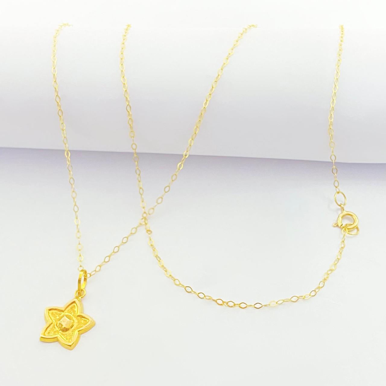18K Real Gold Star Dot Necklace - 18k Gold Necklace - Embellish Gold