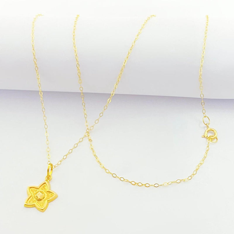 18K Real Gold Star Dot Necklace - 18k Gold Necklace - Embellish Gold
