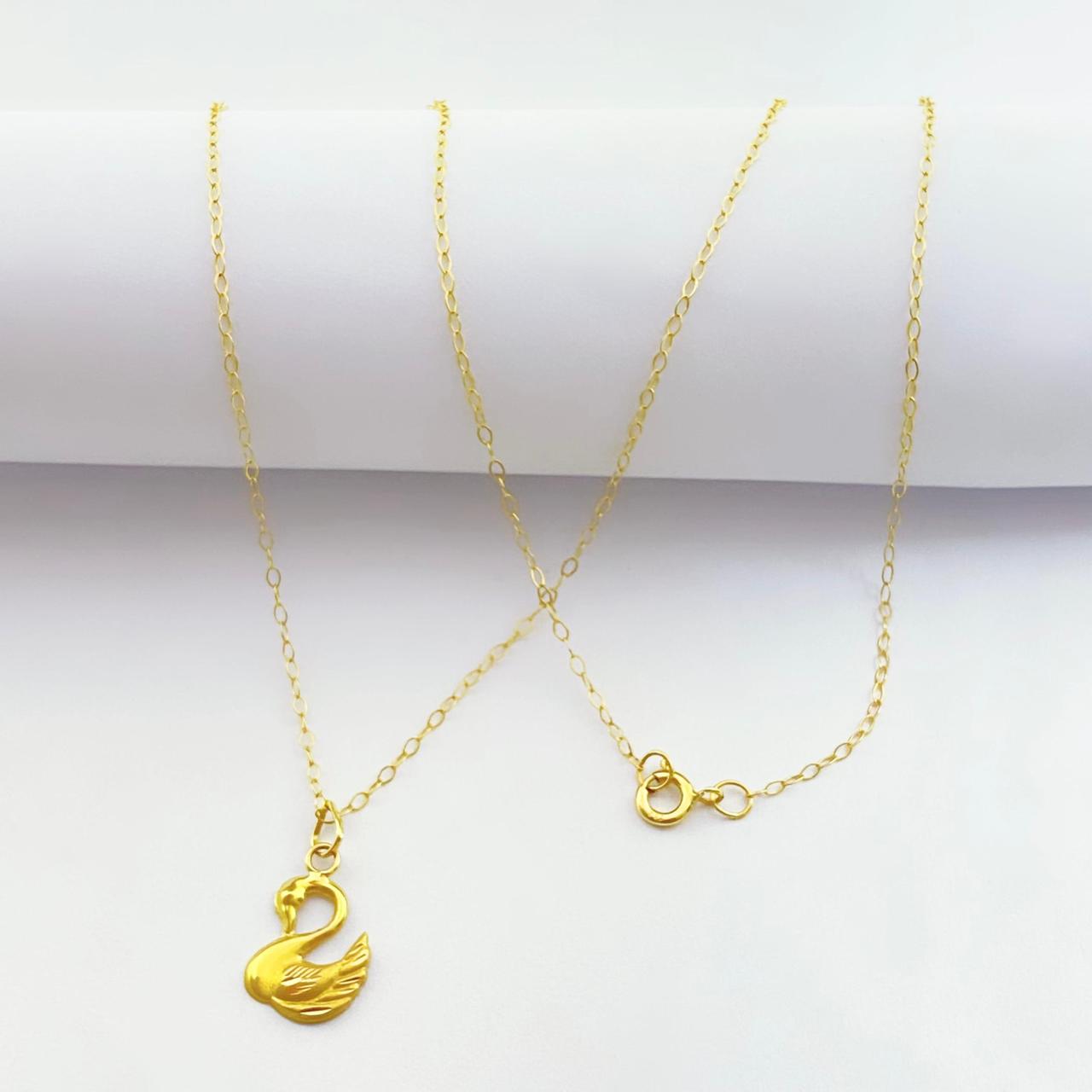 18K Real Gold Swan Necklace - 18k Gold Necklace - Embellish Gold