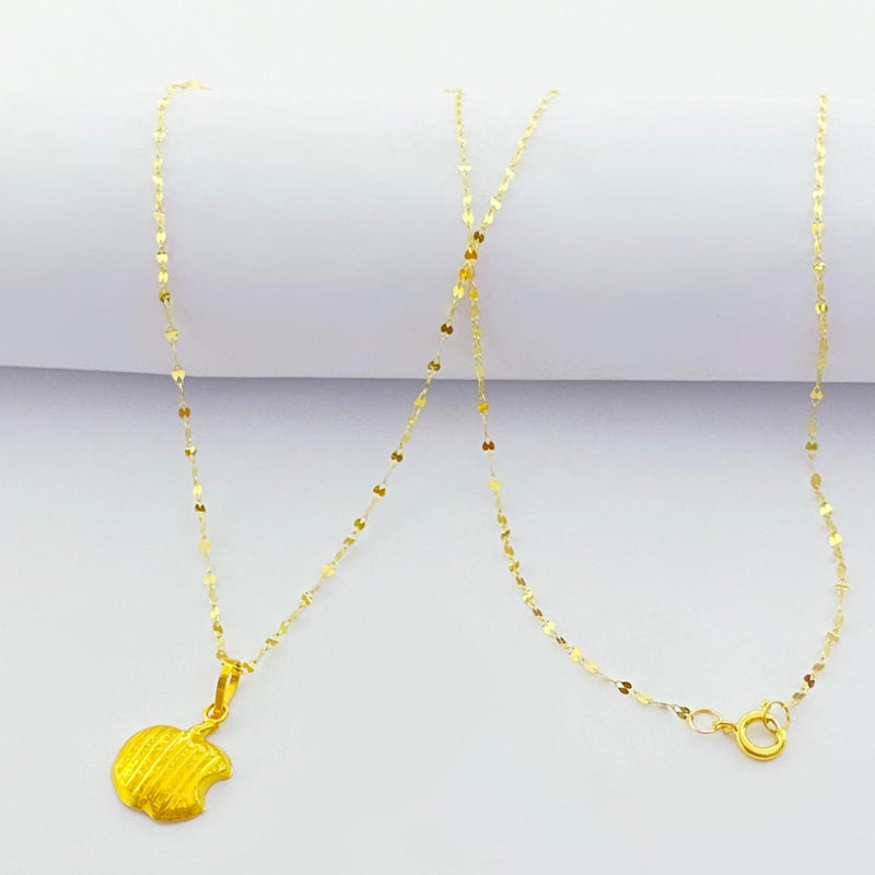 18K Real Gold Apple Necklace - 18k Gold Necklace - Embellish Gold