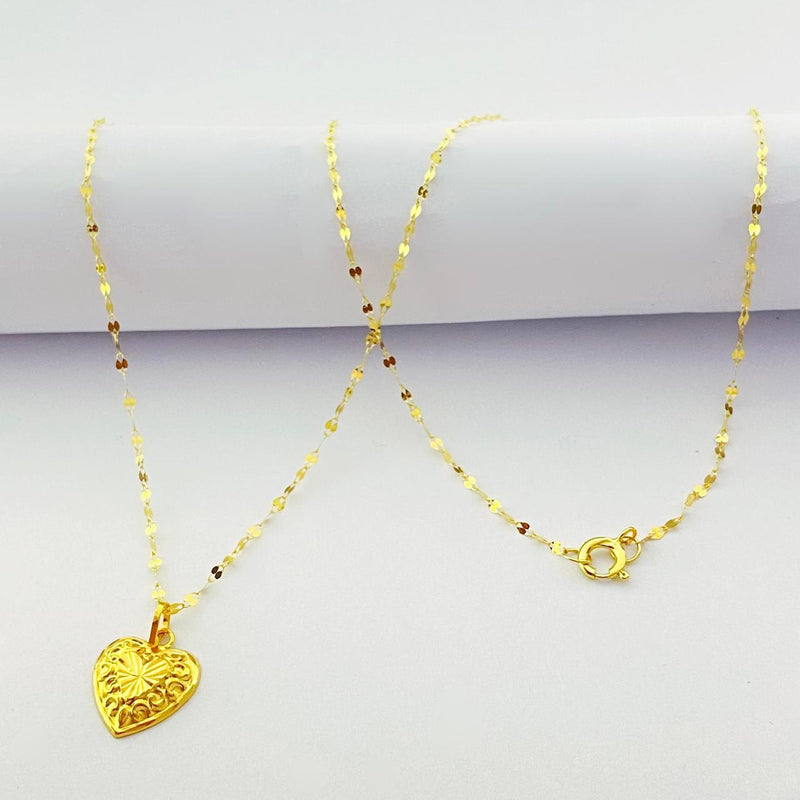 18K Real Gold IND Heart Necklace - 18k Gold Necklace - Embellish Gold