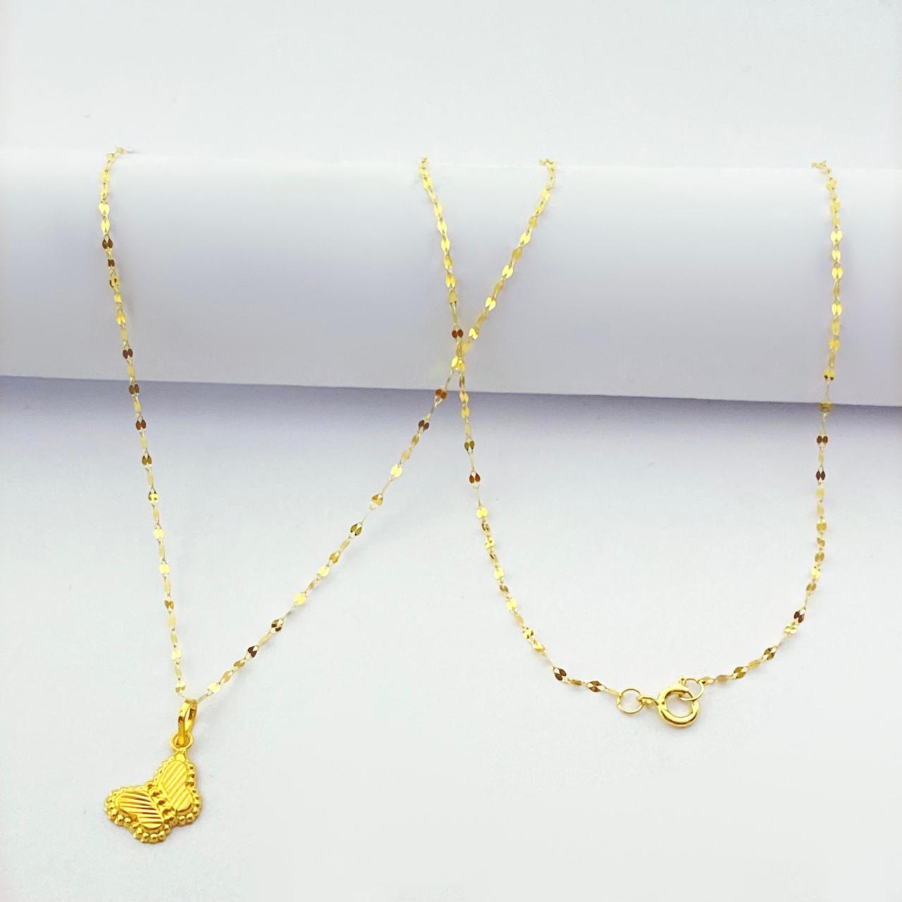 18K Real Gold Butterfly Field Necklace - 18k Gold Necklace - Embellish Gold