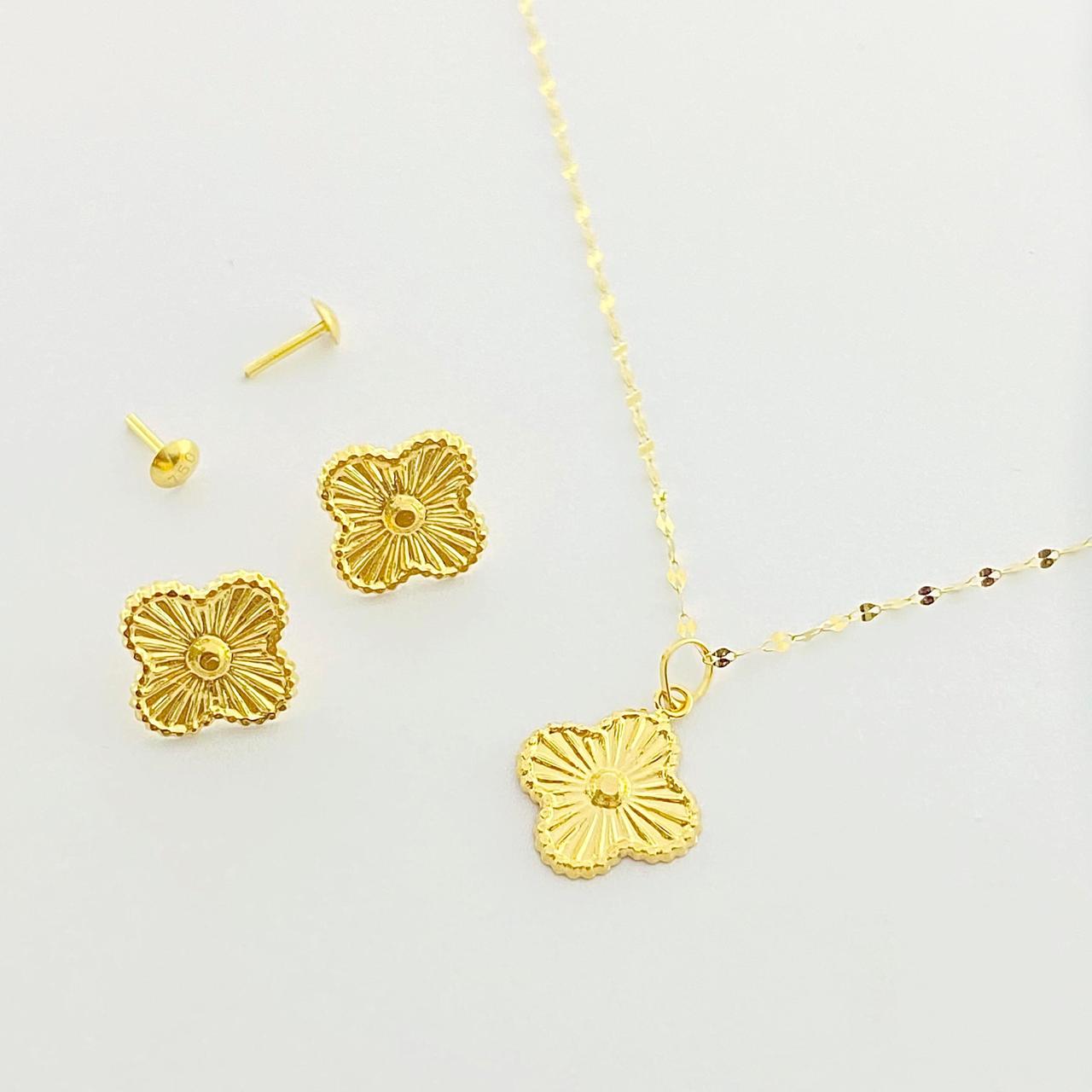 18K Real Gold VC Dot Necklace And Earring Set - Embellish Gold