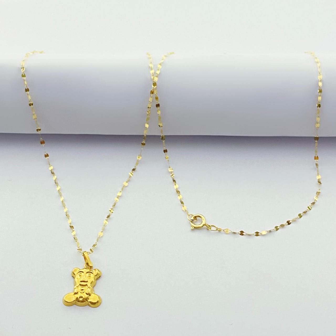 18K Real Gold Teddy Necklace - 18k Gold Necklace - Embellish Gold