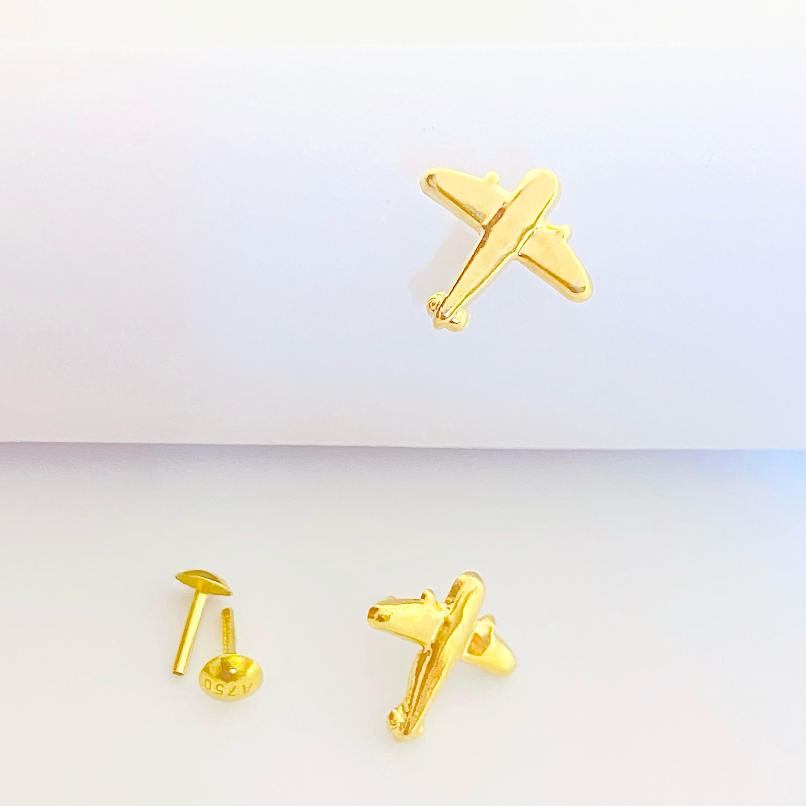18k Gold Airplane Jewelry Set