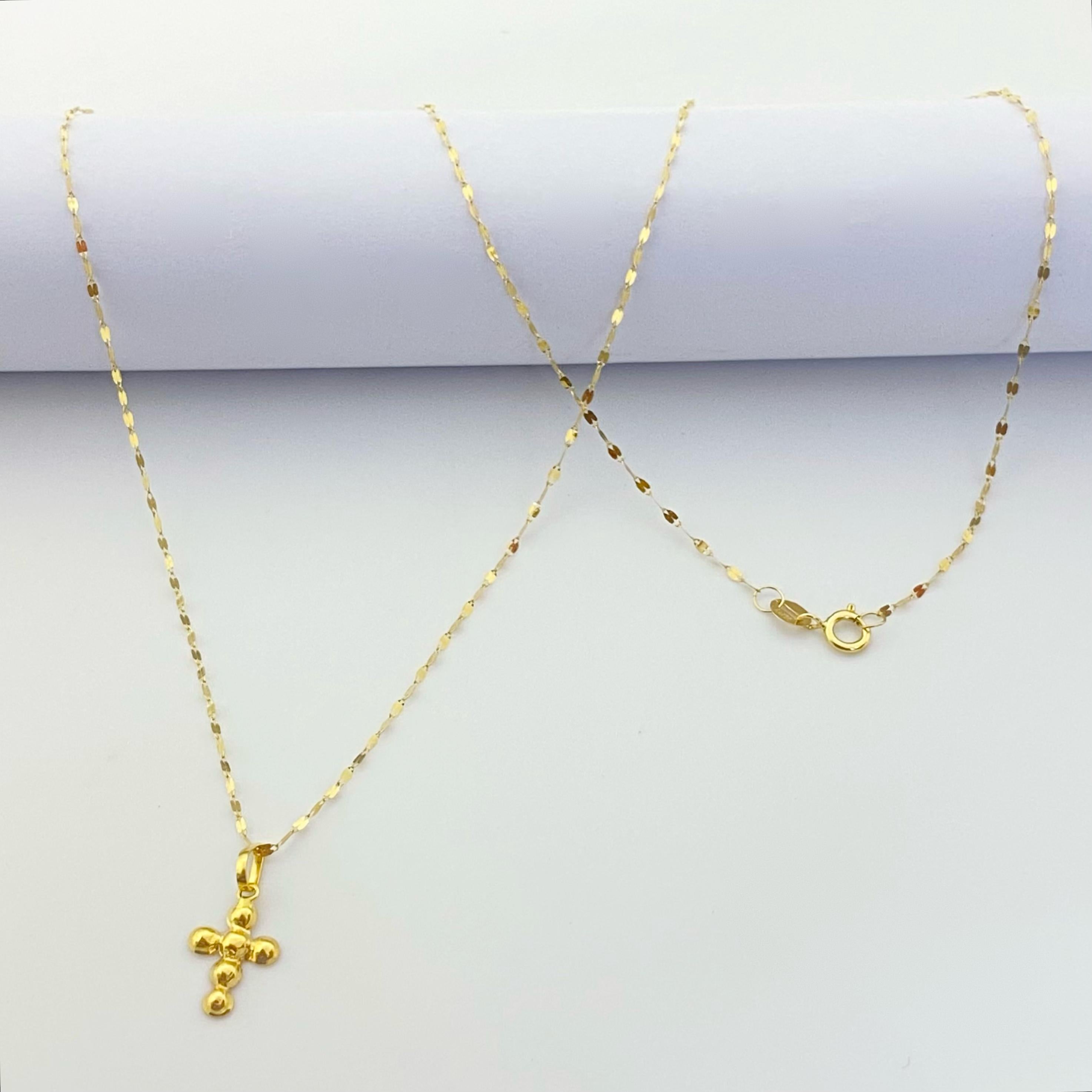 18k Gold Bubble Cross Jewelry Set